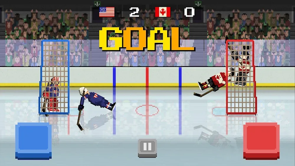 Os dois guarda-redes junto às respetivas balizas depois de um golo em Hockey Hysteria